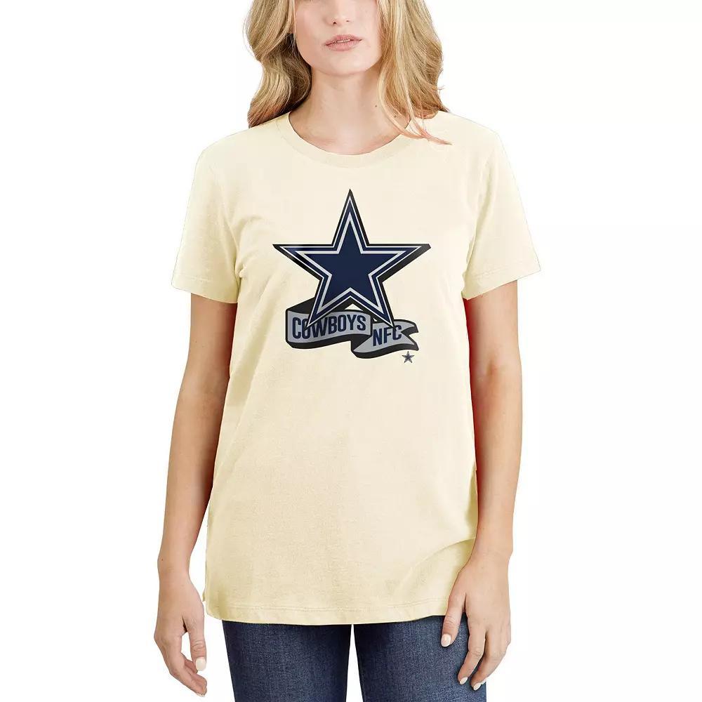 Women's New Era Cream Dallas Cowboys Chrome Sideline T-Shirt, Size: 2XL, Beige Product Image