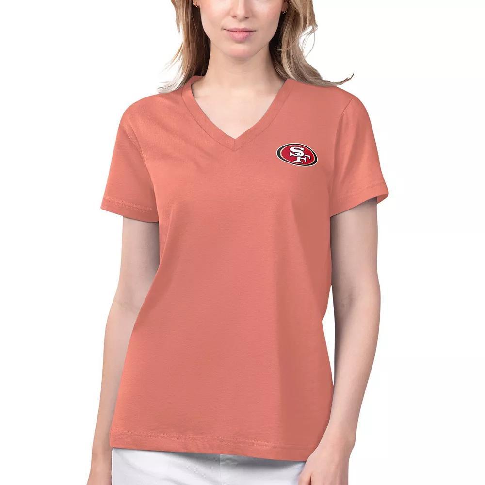 Women's Margaritaville Coral San Francisco 49ers Game Time V-Neck T-Shirt, Size: Medium, Pink O Product Image