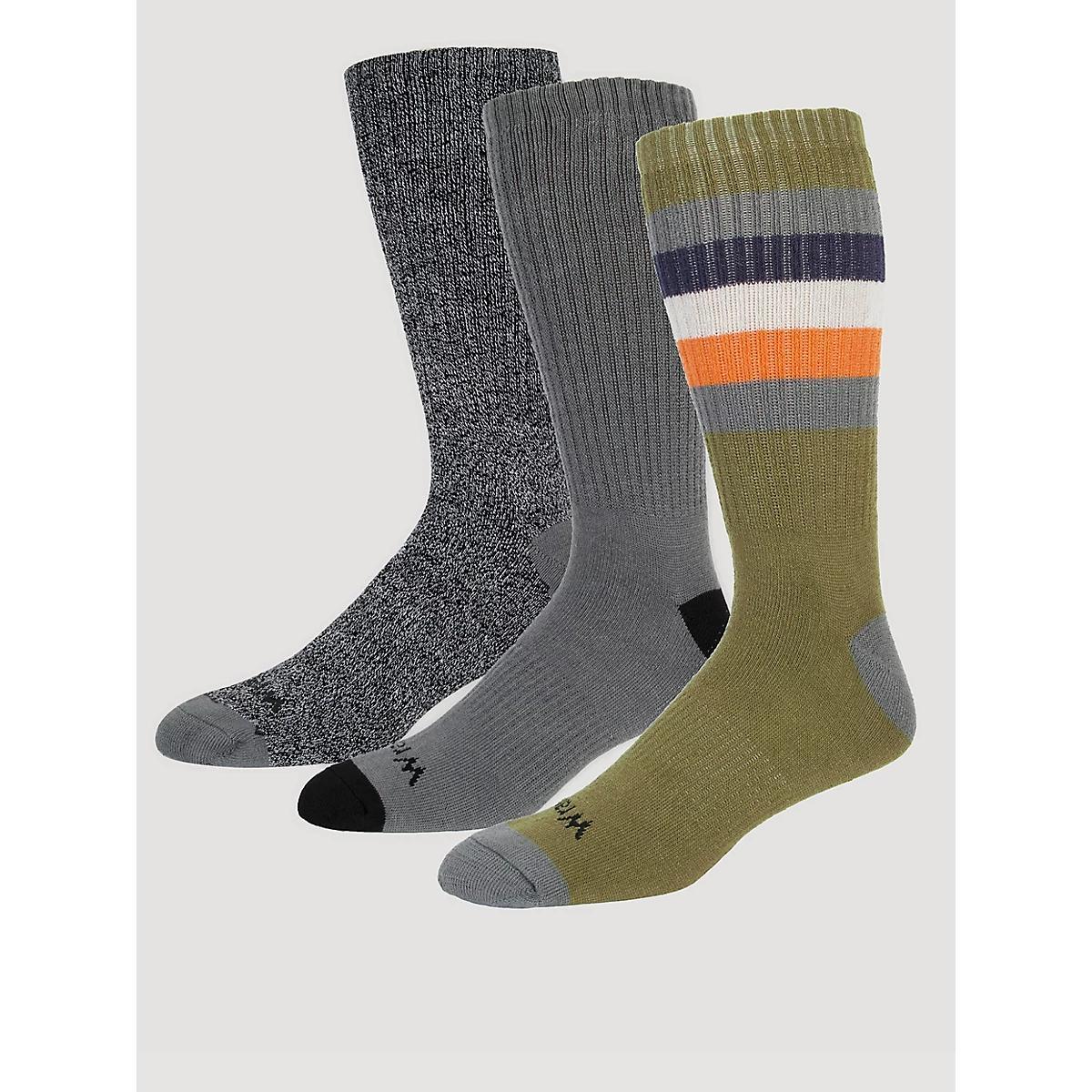 Men's Midweight Crew Socks (3-Pack) in Olive/Charcoal/Black Product Image