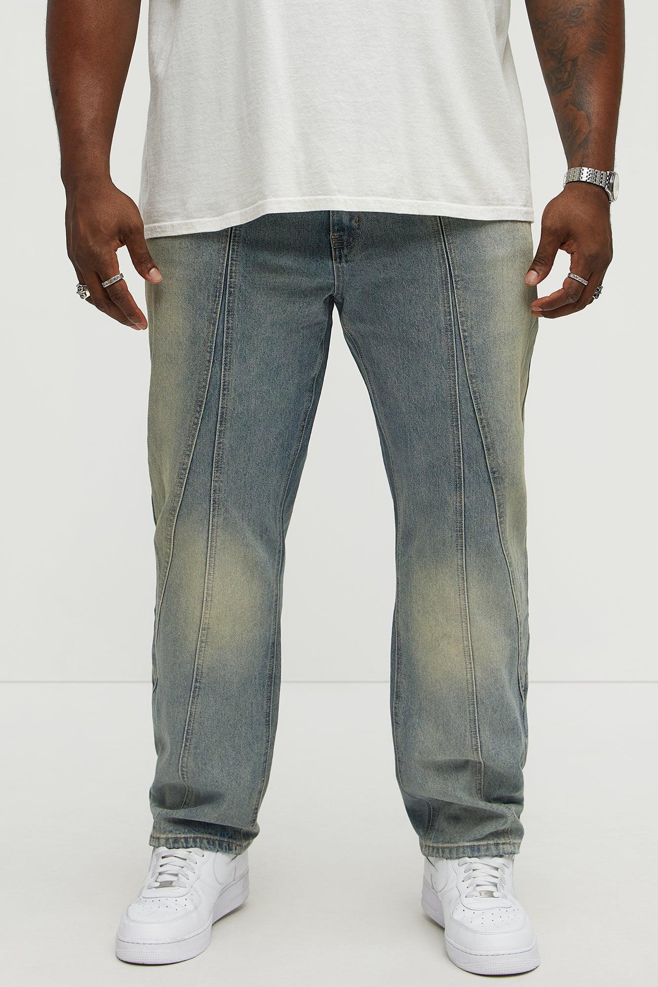 Up And Down Panel Slim Jeans - Vintage Blue Wash Product Image