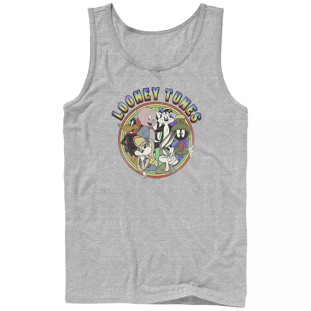 Mens Looney Tunes Vintage Rainbow Graphic Tank Athletic Grey Product Image