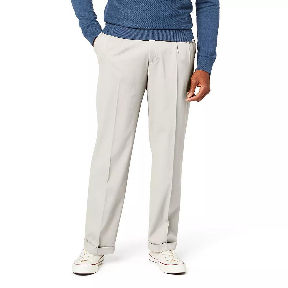 Mens Dockers Relaxed Fit Comfort Stretch Pleated Cuffed Khaki Pants Porcelain Green Product Image