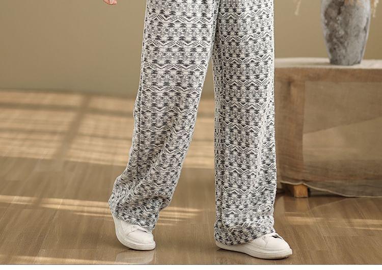 Patterned Half-Zip Wide Leg Dungaree Product Image