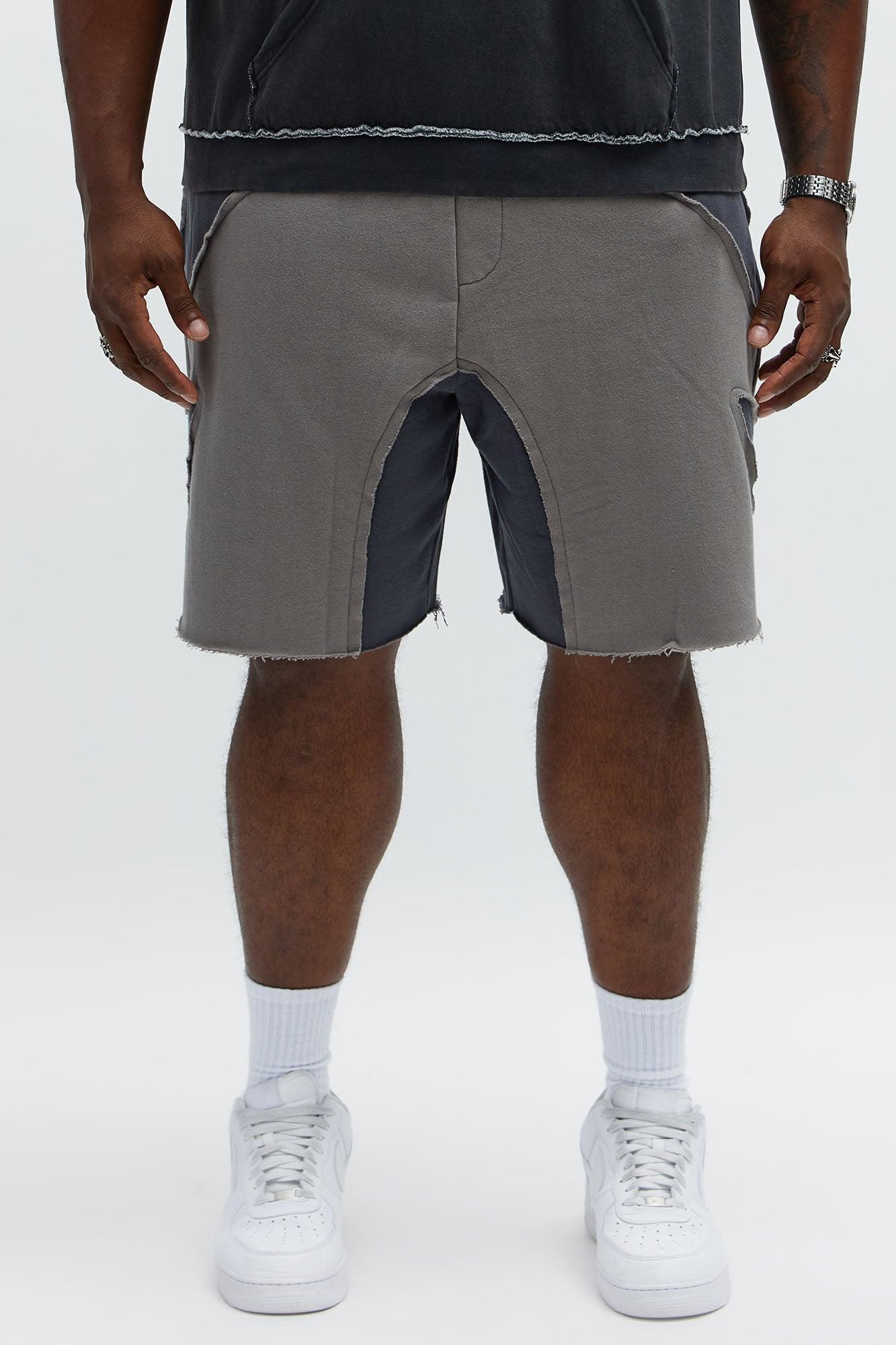 Patchwork Baggy Sweatshort - Grey Product Image