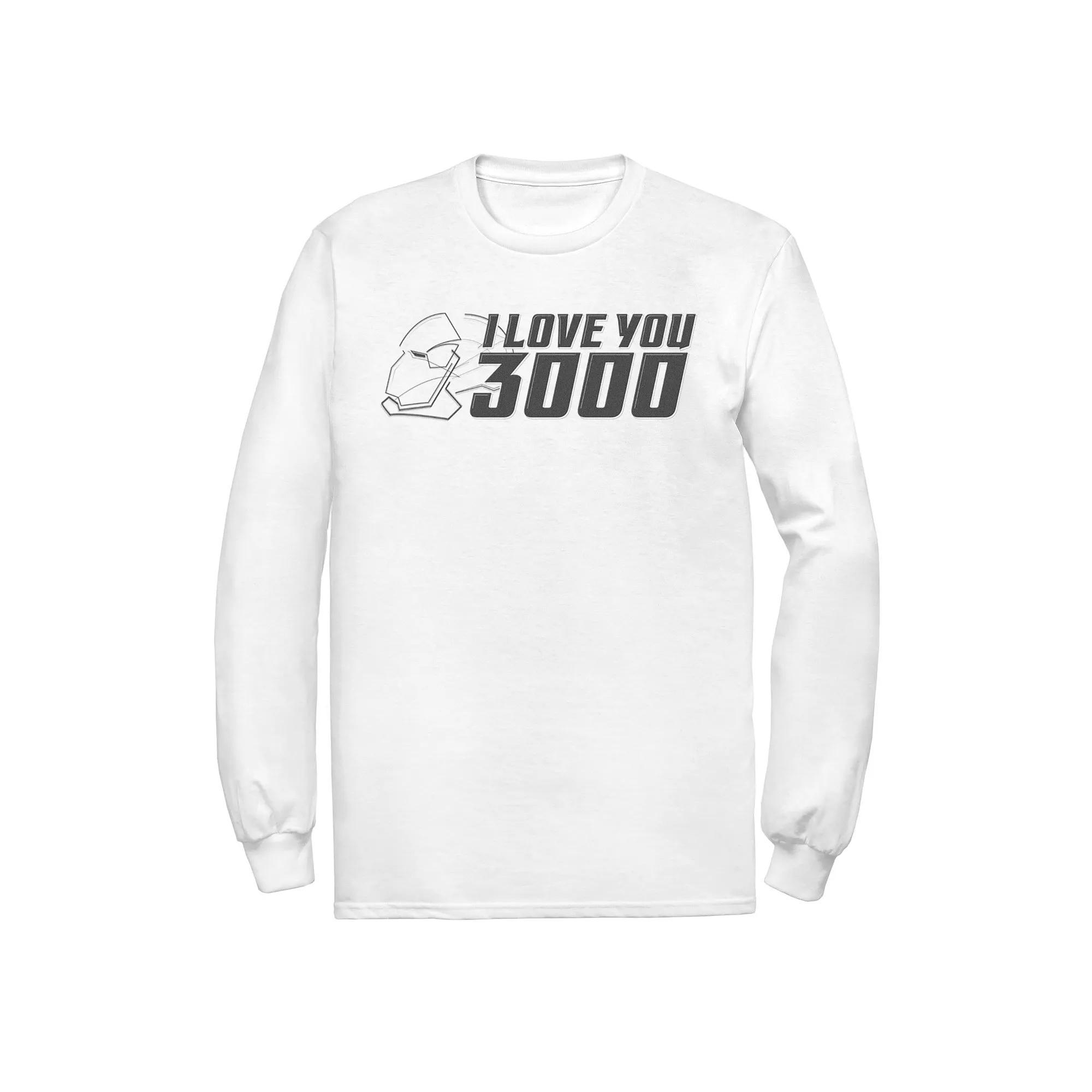 Men's Marvel Avengers Endgame I Love You 3000 Iron Man Outline Long Sleeve Graphic Tee, Size: Medium, White Product Image