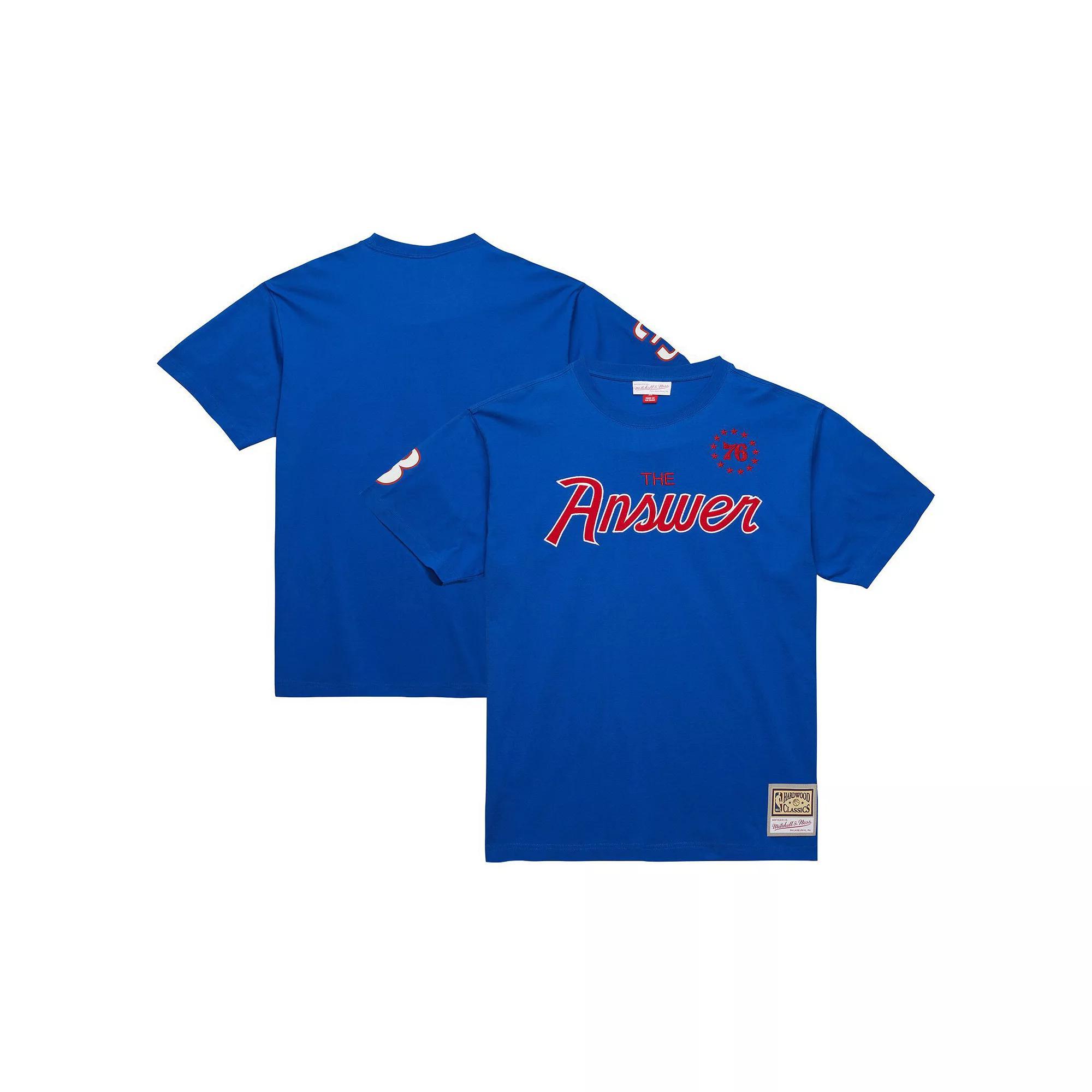 Men's Mitchell & Ness Allen Iverson Royal Philadelphia 76ers Premium Nickname T-Shirt, Size: XL, 76r Blue Product Image