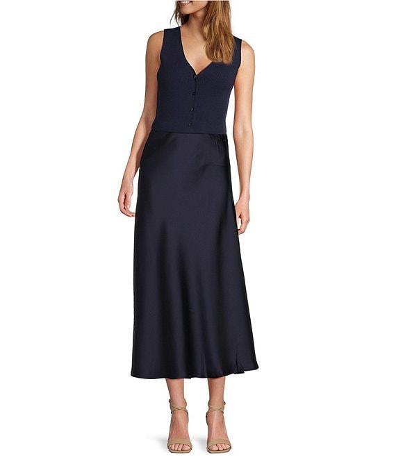 Lucy Paris Satin Midi Slip Skirt Product Image