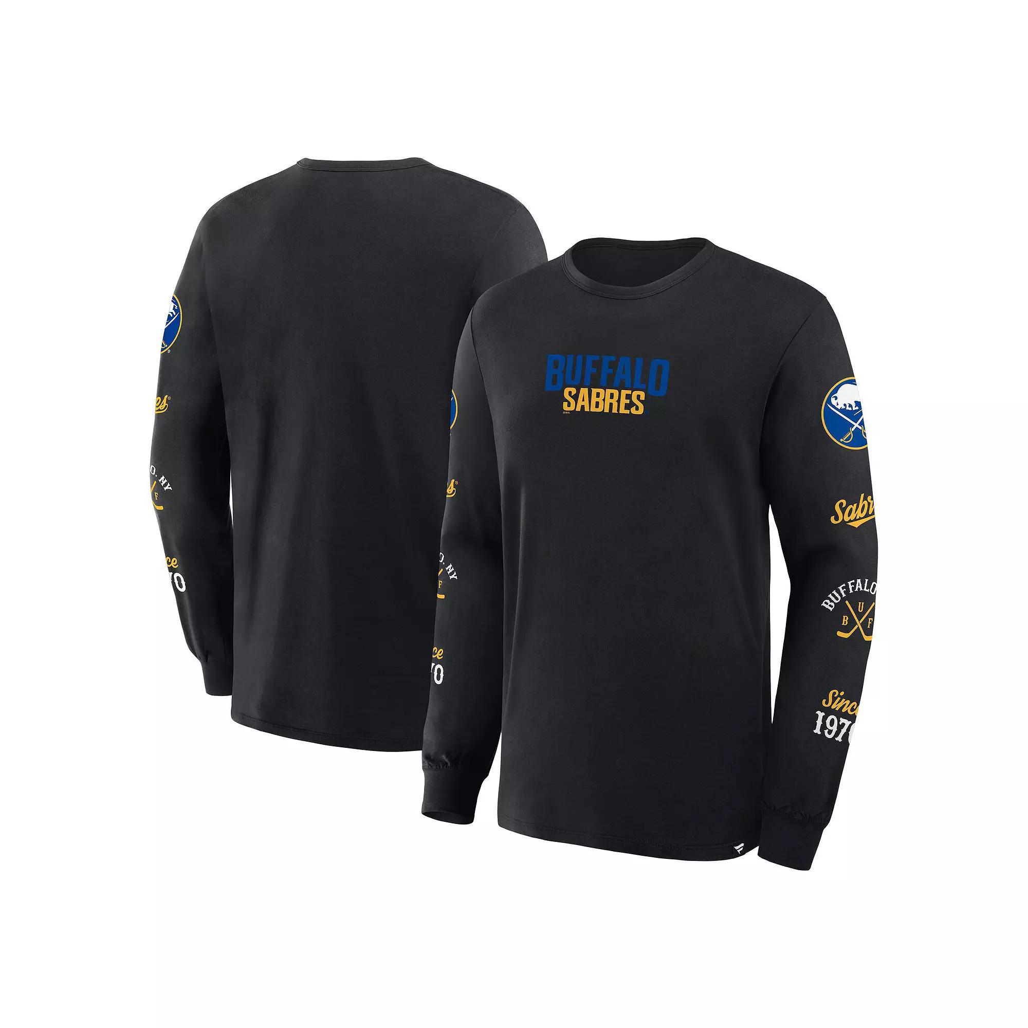 Men's Fanatics Black Buffalo Sabres Boxed In Legacy Long Sleeve T-Shirt, Size: Small Product Image