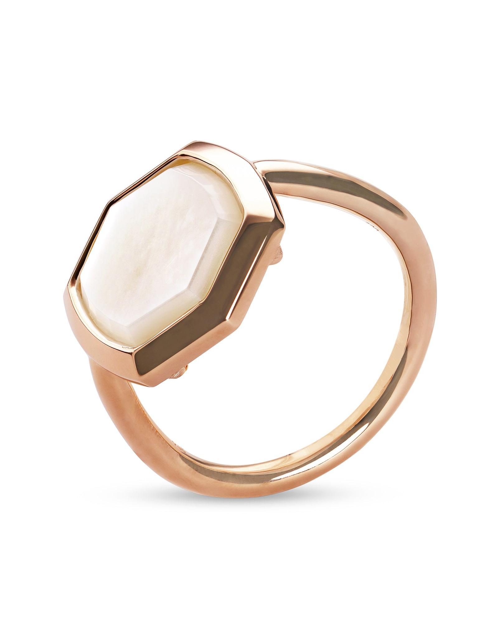 Kendra Scott Davis 18k Rose Gold Vermeil Cocktail Ring in | Dichroic Glass | Size 5 Product Image