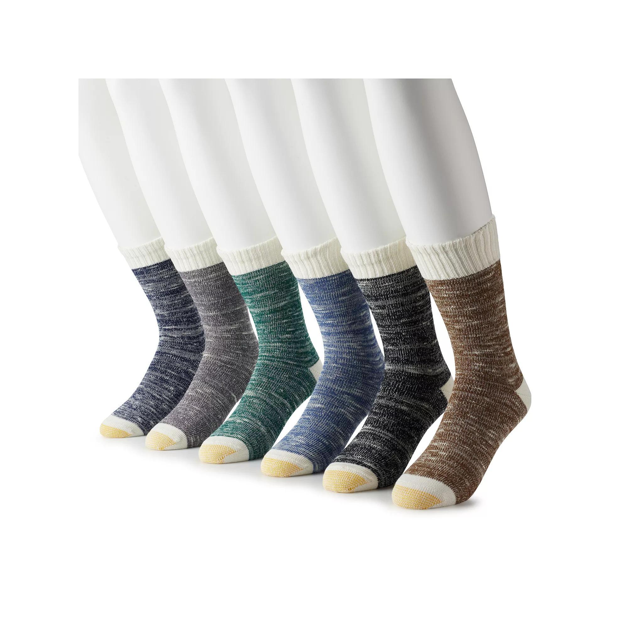 Men's GOLDTOE® 6-pack Hudson Crew Socks, Size: 6-12, Blue Gray Natural Product Image