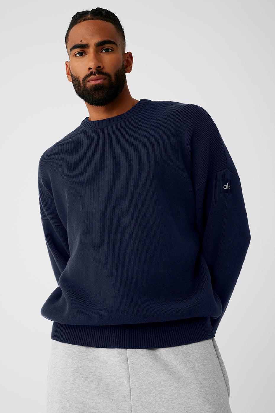 Scholar Crew Neck Sweater - Navy Male Product Image