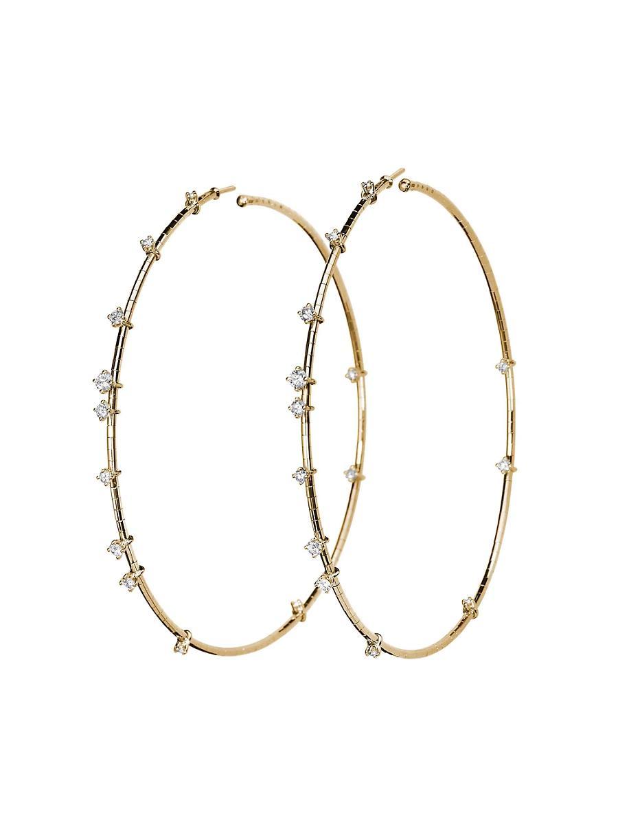 Womens Rugiada Diamanti 18K Yellow Gold, Titanium, & 1.10 TCW Diamond Hoop Earrings Product Image