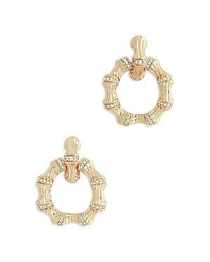 Cubic Zirconia Bamboo Double Hoop Earrings Product Image
