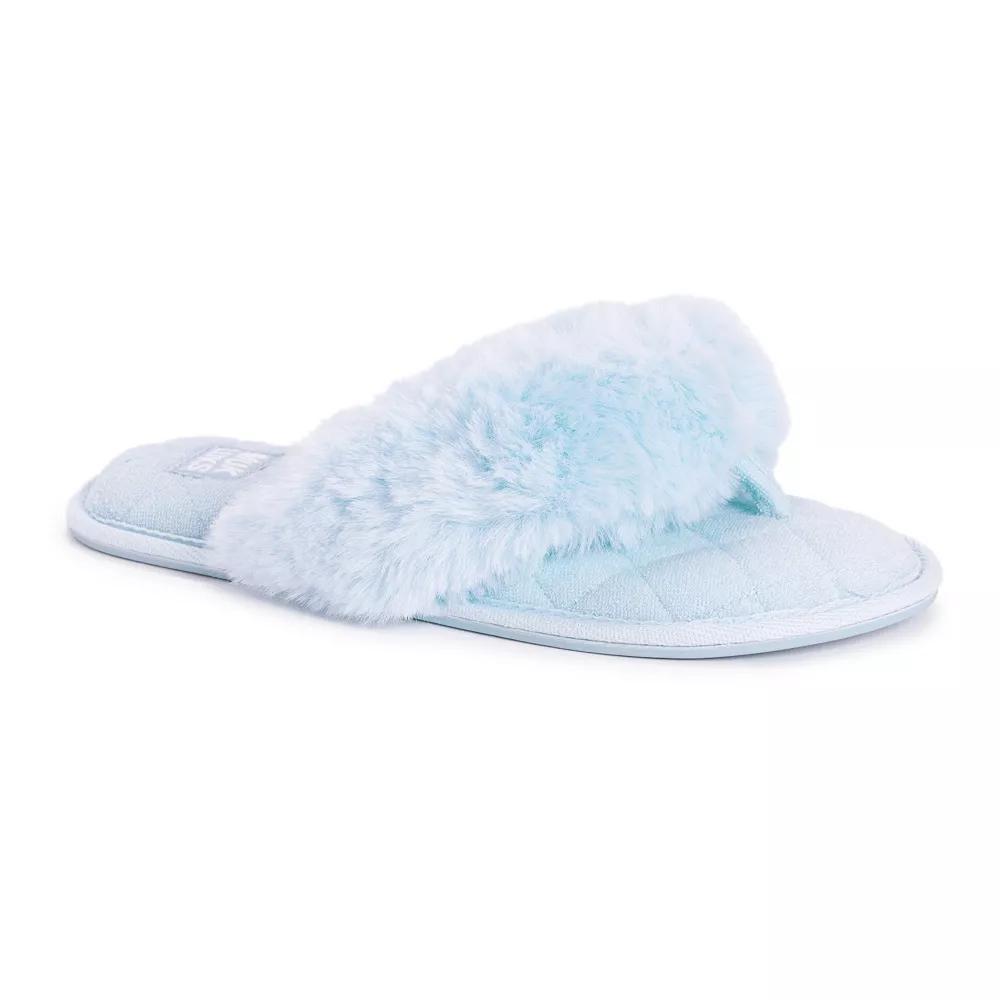 MUK LUKS Maren Faux Fur Women's Thong Slippers, Size: Large, Water Ballet Product Image