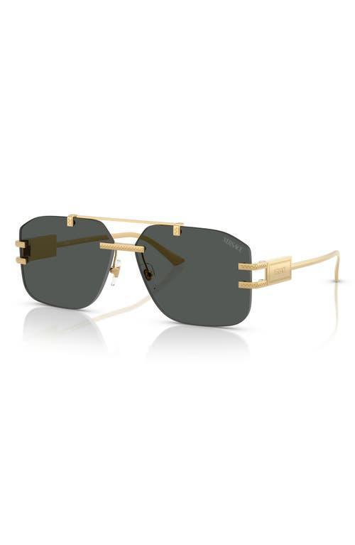 VERSACE 60mm Rectangular Sunglasses In Dark Grey Product Image