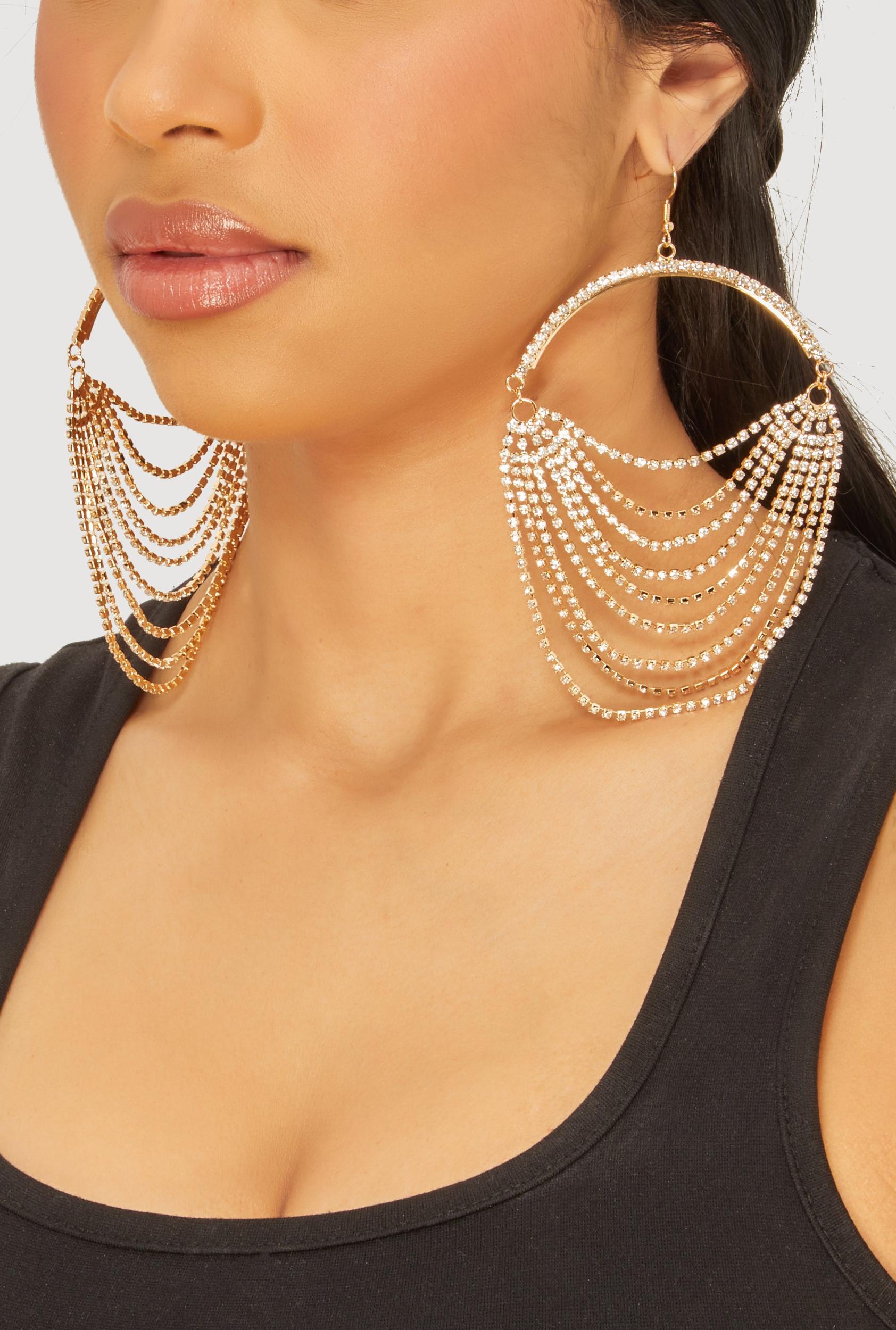 Faux Pearl Rhinestone Beaded Layered Necklace with Drop Earrings Male Product Image