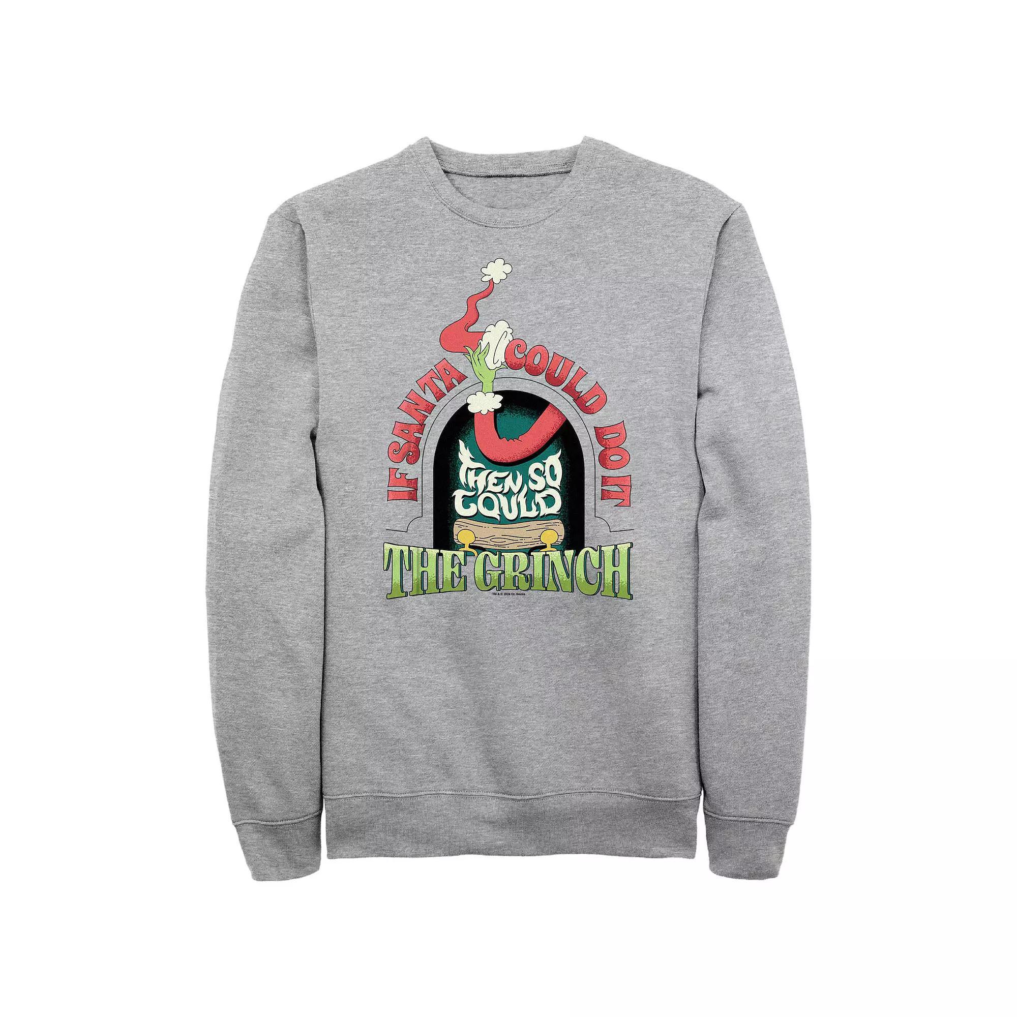 Big & Tall Dr. Seuss Grich If Santa Could Do It Graphic Fleece, Men's, Size: XL, Athletic Grey Product Image