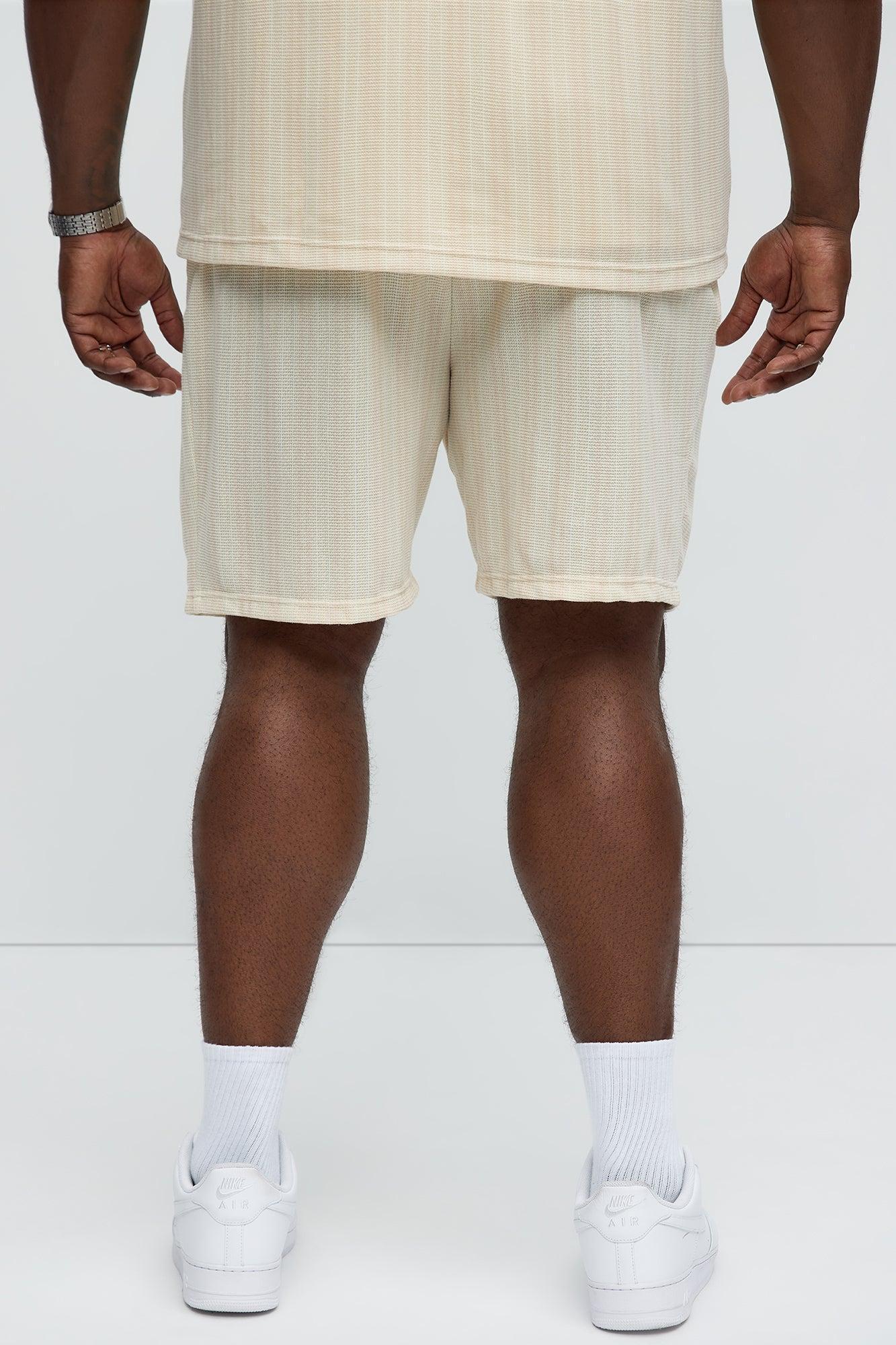 Valor Drawstring Striped Shorts - Cream Product Image