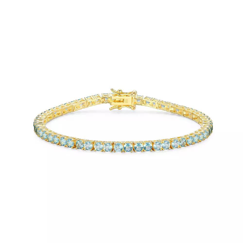 18k Gold over Silver Birthstone Tennis Bracelet, Women's, Size: 7.25", Genuine Blue Topaz Dec Product Image