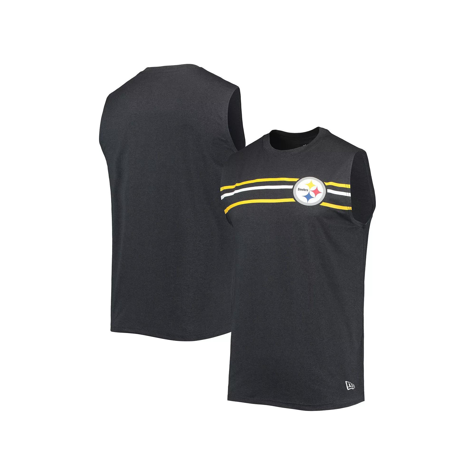 Men's New Era Black Pittsburgh Steelers Brushed Sleeveless Tank Top, Size: Medium Product Image