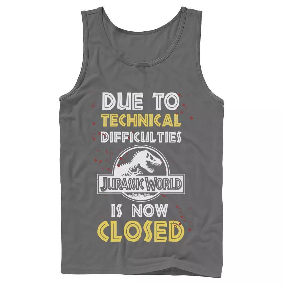 Men's Jurassic World The Park Is Closed Sign Tank Top, Size: Small, Grey Product Image