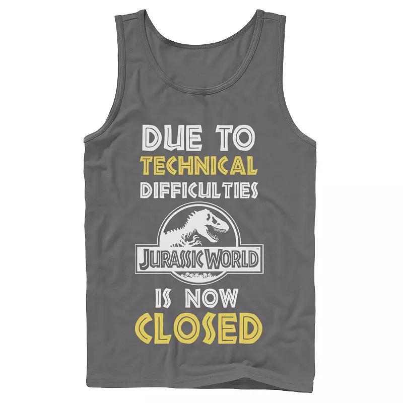 Men's Jurassic World Technical Difficulties Sign Tank Top, Size: Small, Blue Product Image