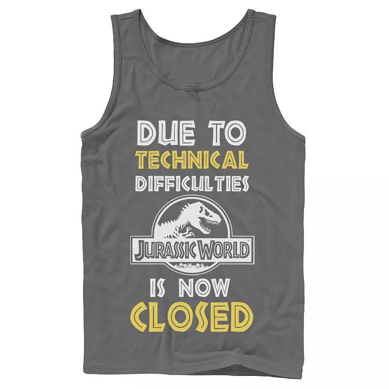 Men's Jurassic World Technical Difficulties Sign Tank Top, Size: Small, Blue Product Image