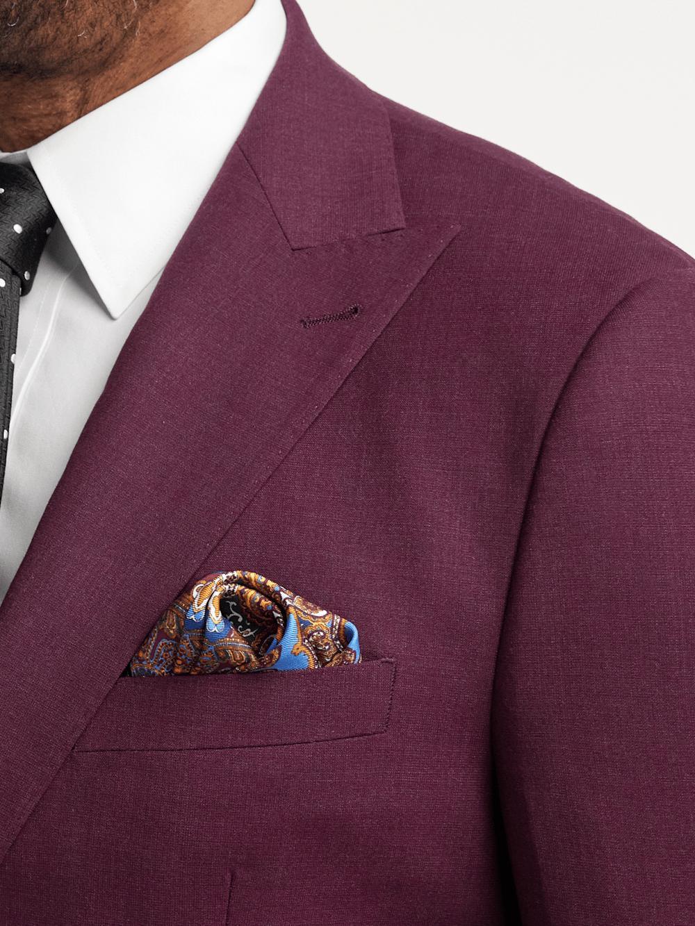 Wool Stretch Bengaline Peak Lapel Suit Jacket - Plum Product Image