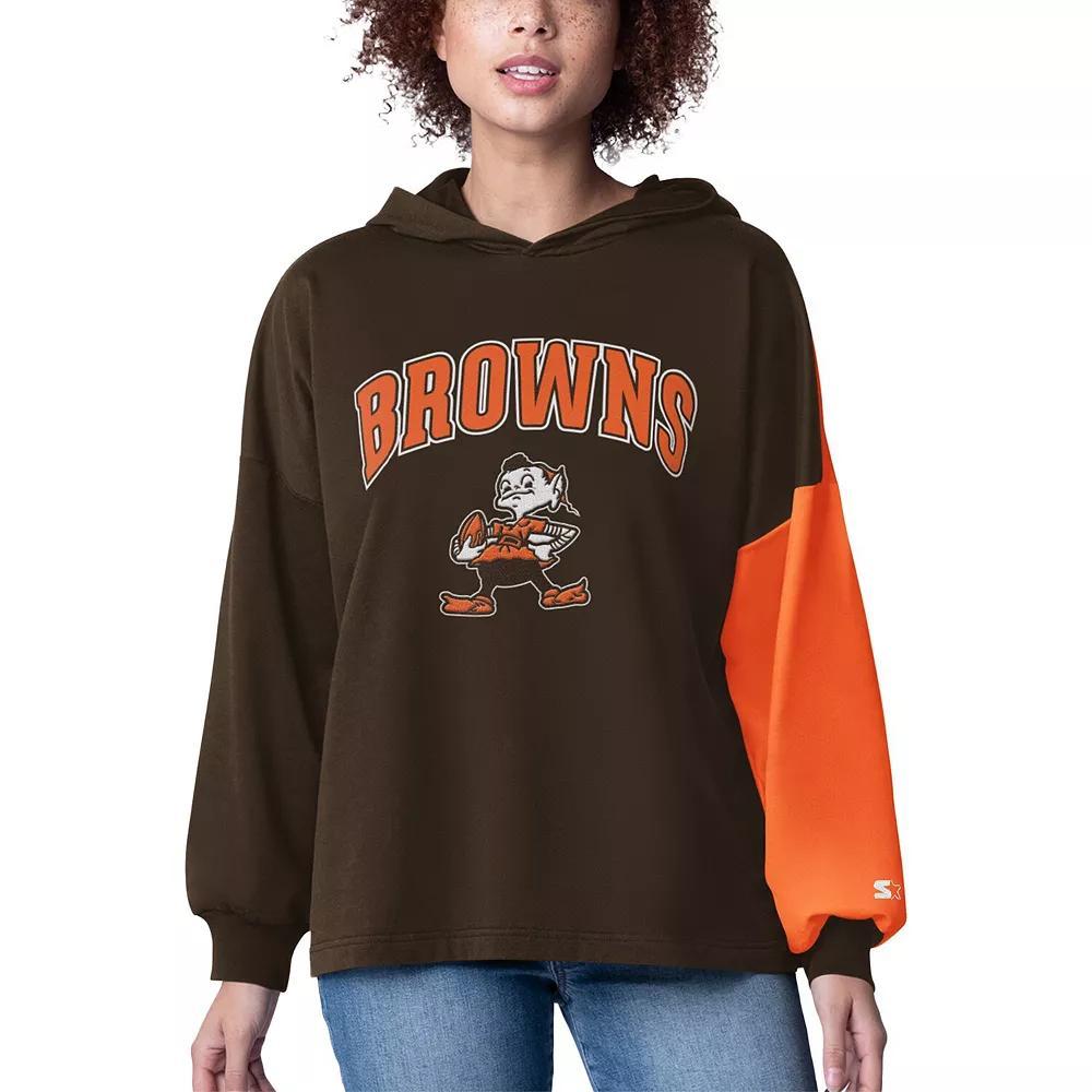 Women's Starter Brown Cleveland Browns Power Move Long Sleeve Pullover Hoodie, Size: 2XL Product Image