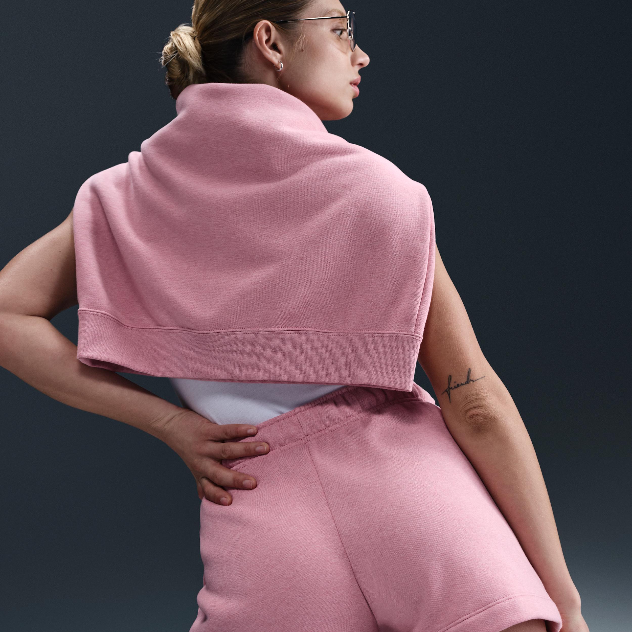 Nike Women's Sportswear Club Fleece Mid-Rise Shorts in Pink/Elemental Pink Size Small Cotton/Polyester/Fleece Product Image