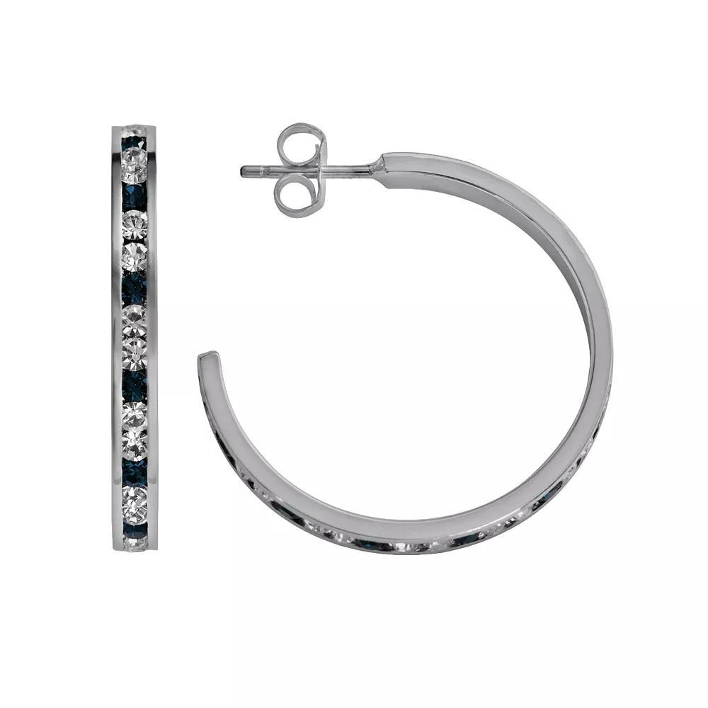 Traditions Jewelry Company Sterling Silver Purple & White Crystal Hoop Earrings, Womens, Multicolor Product Image