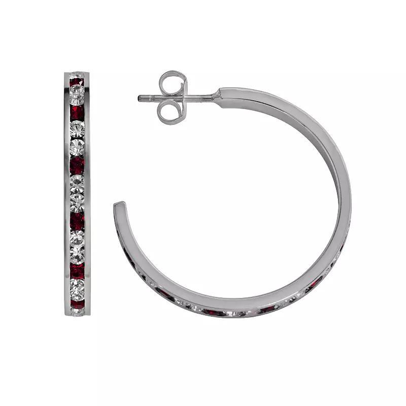 Traditions Jewelry Company Sterling Silver Purple & White Crystal Hoop Earrings, Womens, Multicolor Product Image