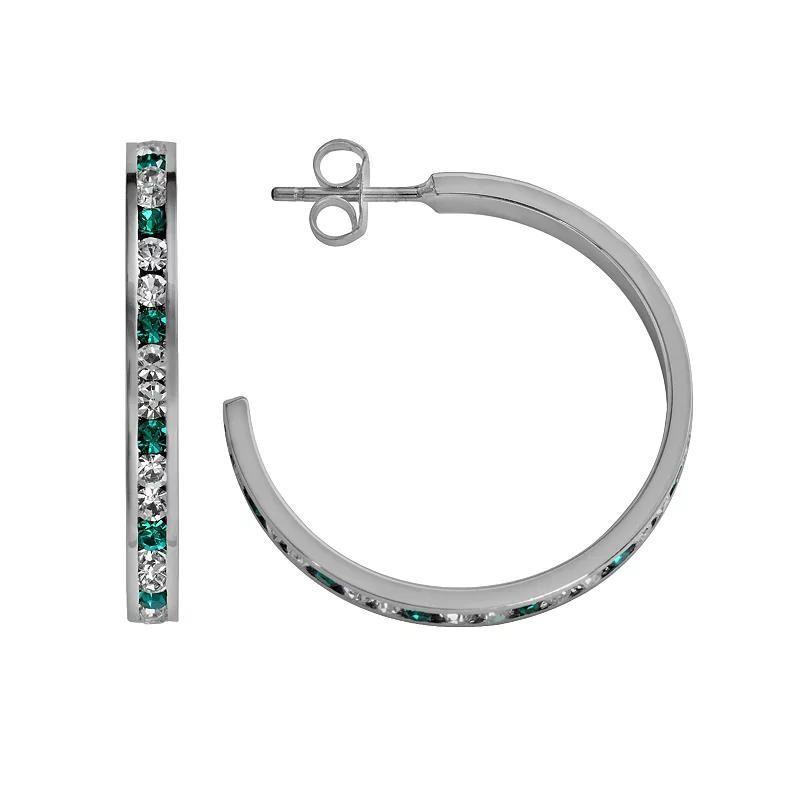Traditions Jewelry Company Sterling Silver Purple & White Crystal Hoop Earrings, Womens, Multicolor Product Image
