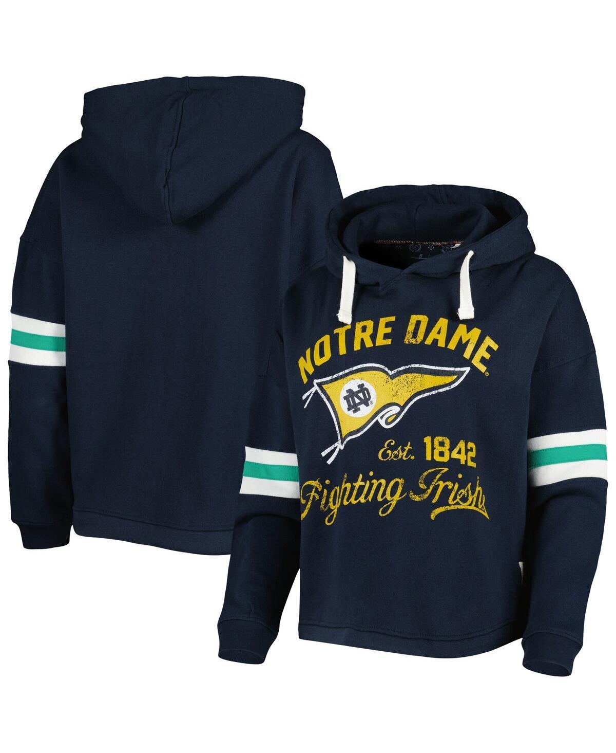 Women's Pressbox Navy Notre Dame Fighting Irish Super Pennant Pullover Hoodie, Size: Large, Blue Product Image