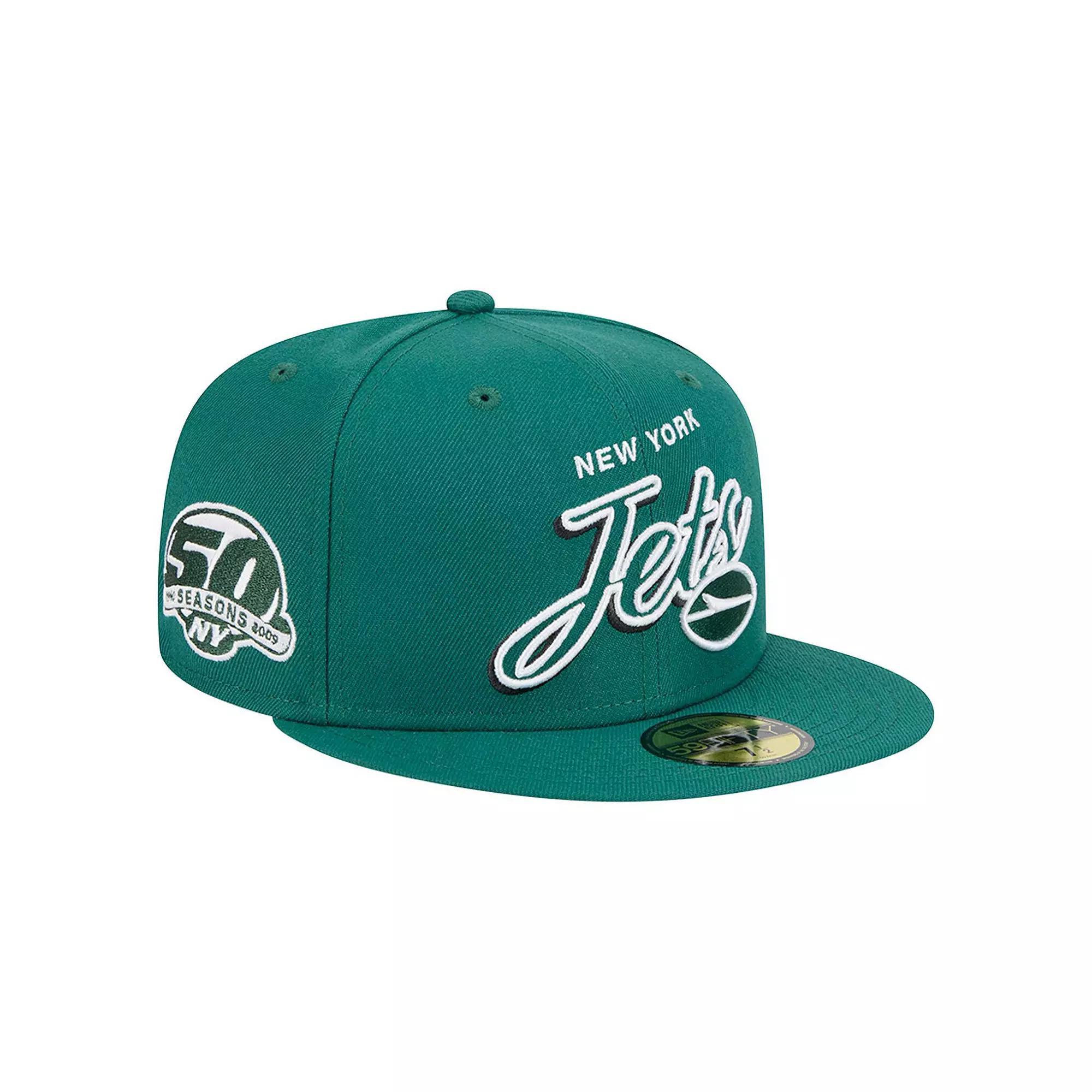 Men's New Era Green New York Jets Script Sided 59FIFTY Fitted Hat, Size: 7 3/8 Product Image