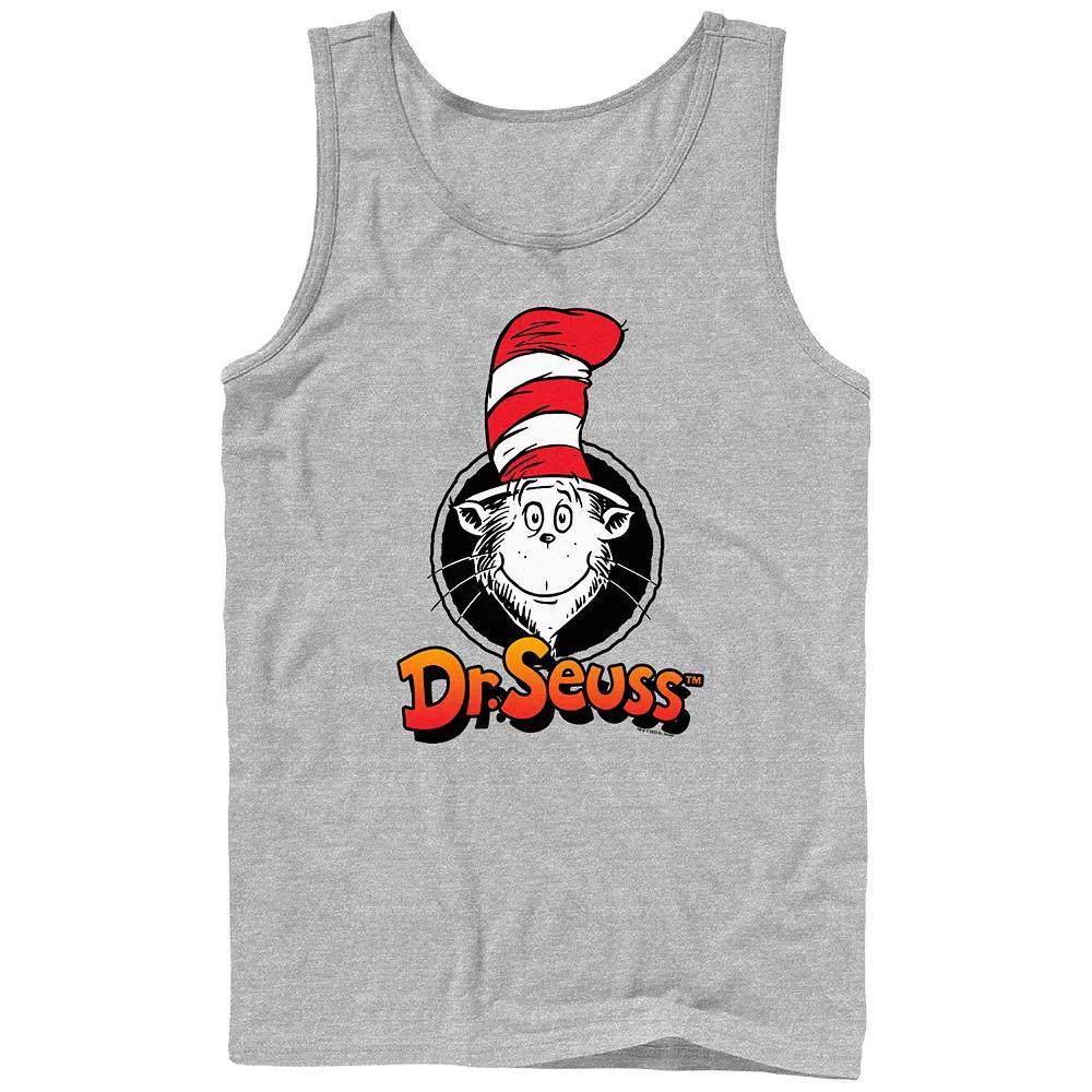 Men's Dr. Seuss The Cat In The Hat Stamp Graphic Tank, Size: Large, Athletic Grey Product Image