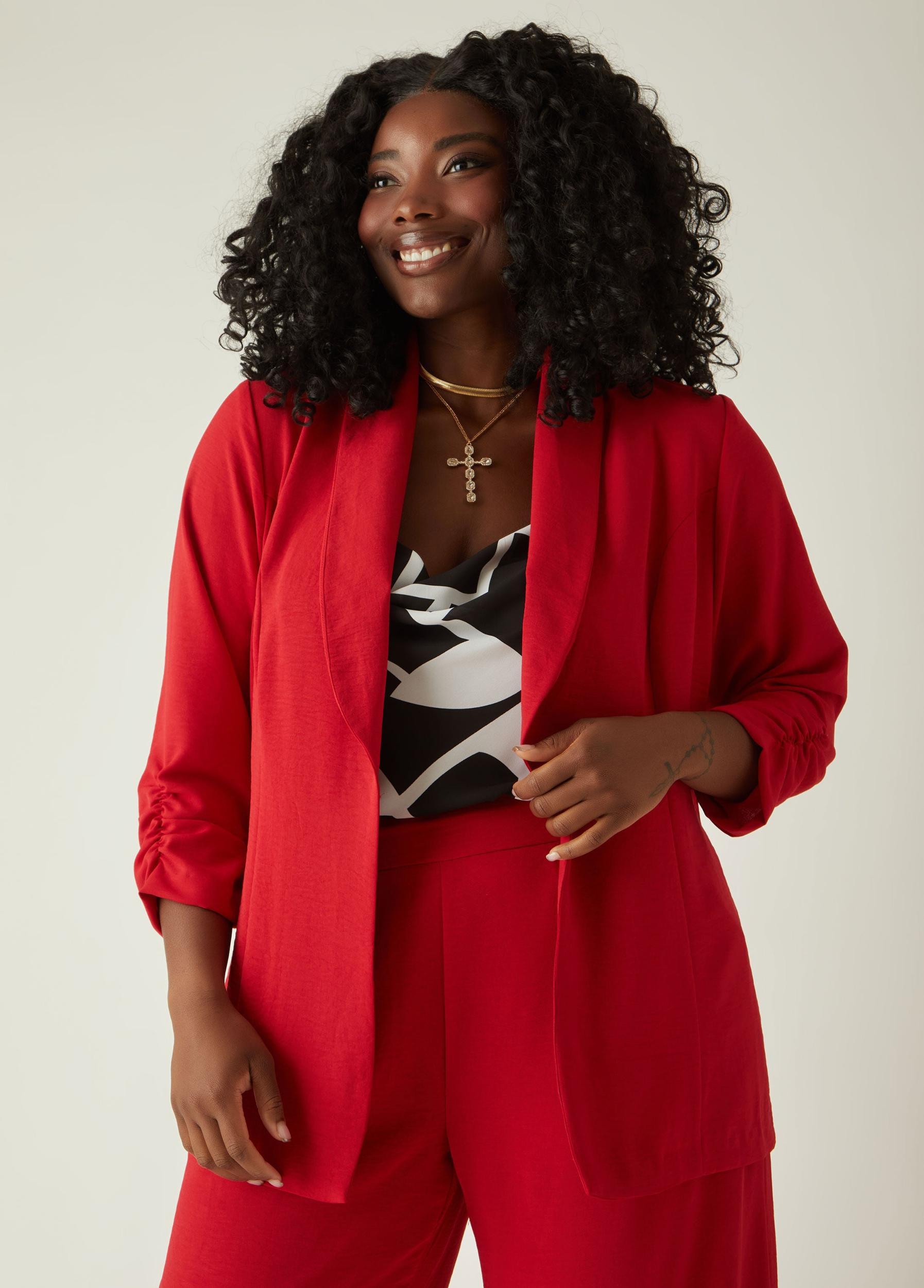 Plus Size Textured Open Front Blazer Ashley Stewart Product Image