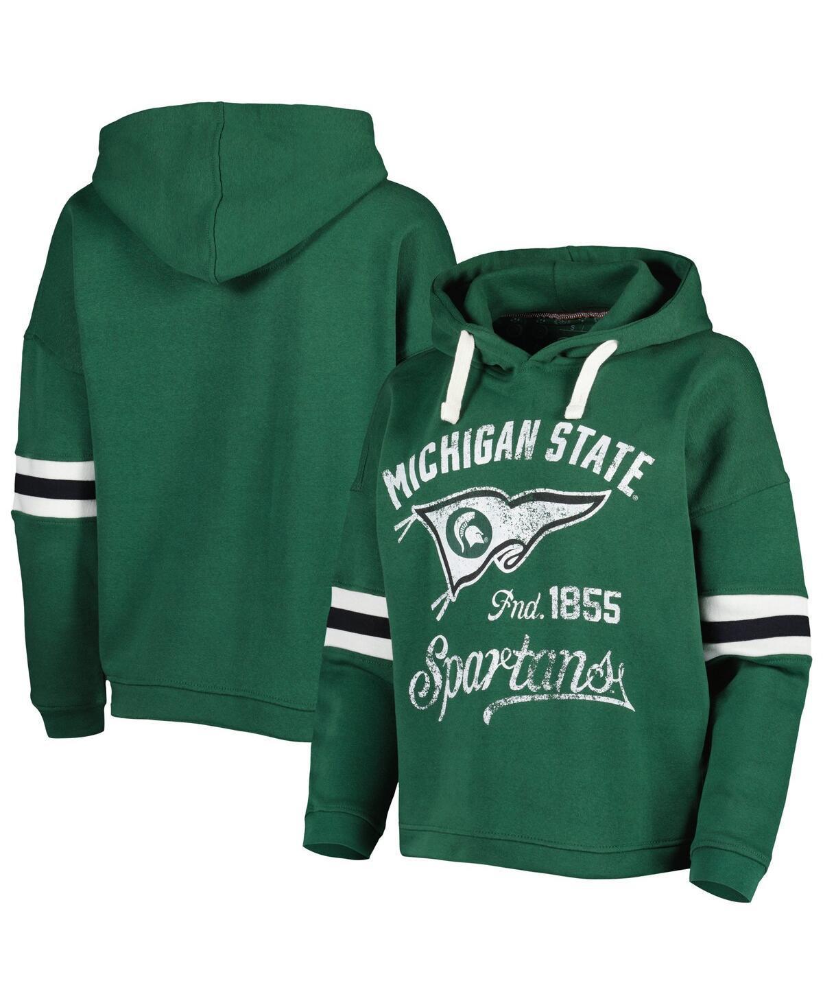 Women's Pressbox Green Michigan State Spartans Super Pennant Pullover Hoodie, Size: Small Product Image