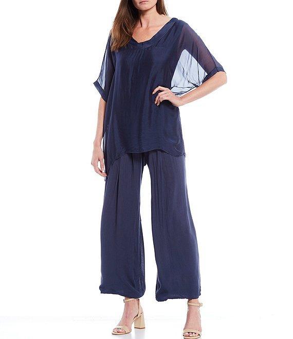 M Made in Italy Pull-On Pleated Ankle Coordinating Wide Leg Pants Product Image