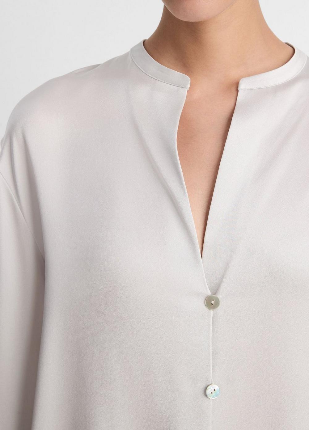 Womens Silk Band-Collar Blouse, Salt Glass, Size XXS Vince Product Image