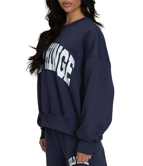 GOLD HINGE Wide Arm Crew Neck Long Sleeve Logo Sweatshirt Product Image