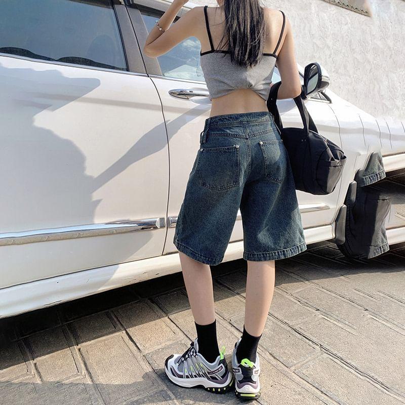 Low Rise Denim Shorts Product Image