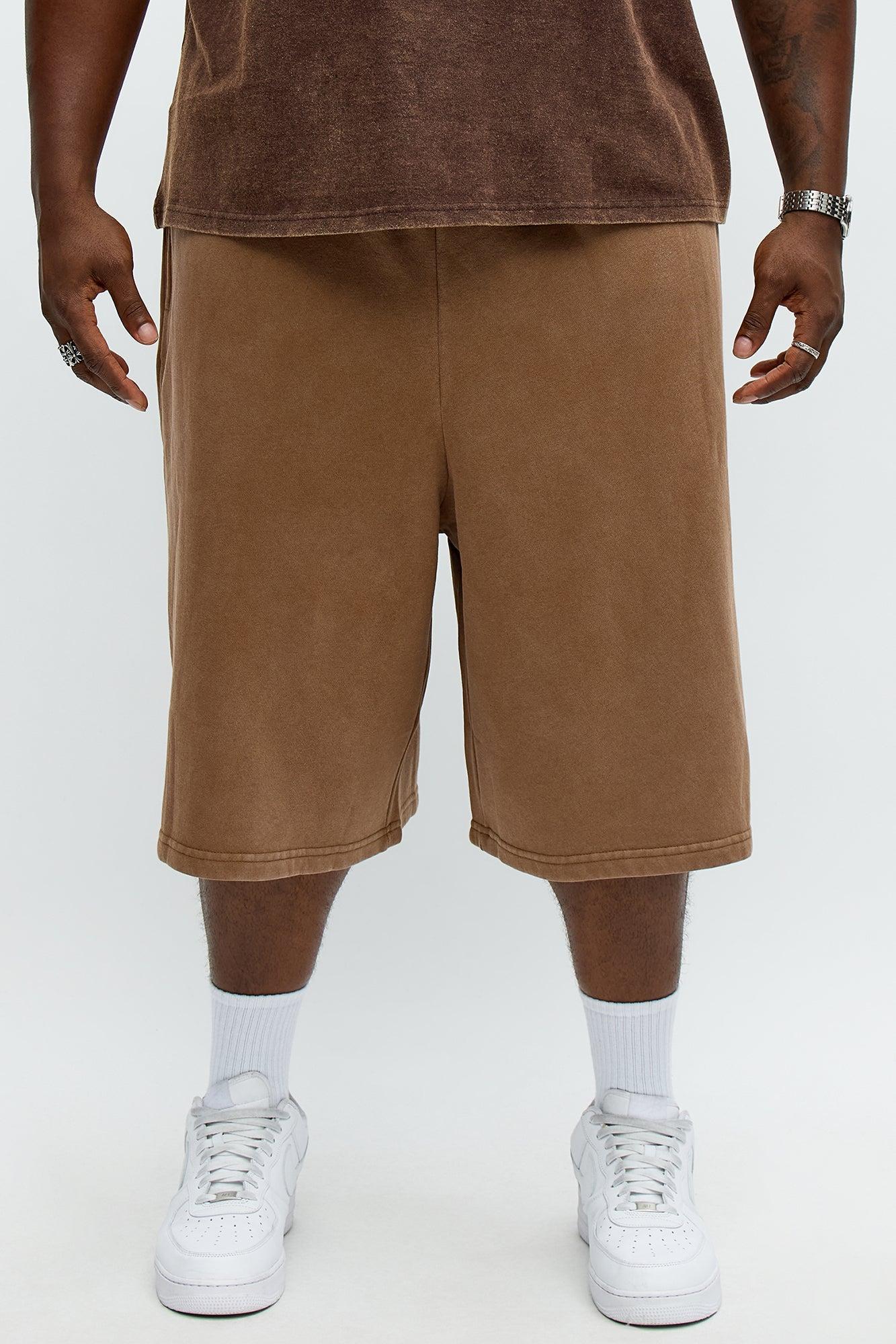 Tyson Baggy Washed Shorts - Brown Male Product Image