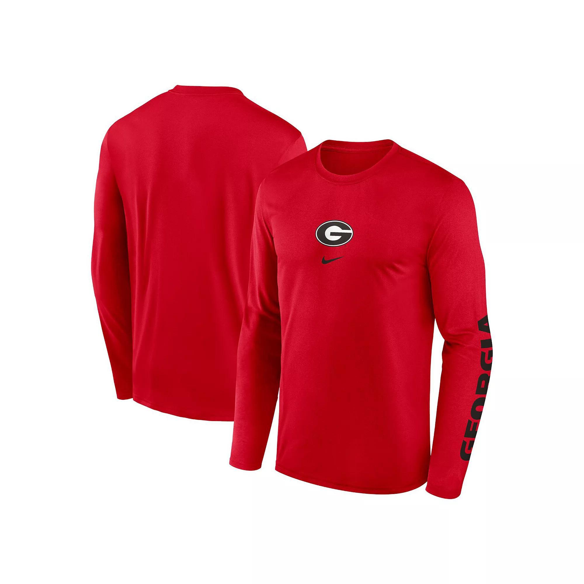 Men's Nike  Red Georgia Bulldogs Primetime Center Lockup Two-Hit Legend Long Sleeve T-Shirt, Size: Medium Product Image