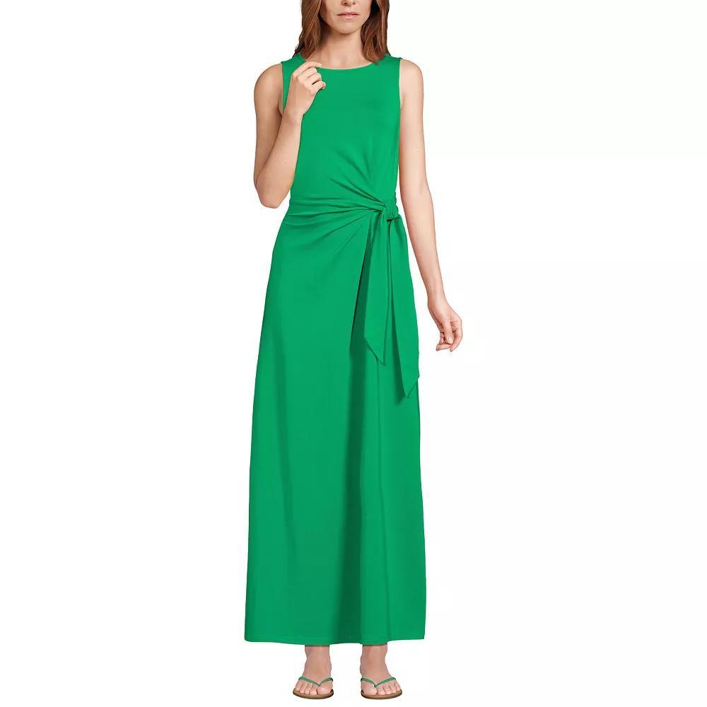 Women's Lands' End Cotton Modal Sleeveless Tie Waist Maxi Dress, Size: XS, Black Product Image