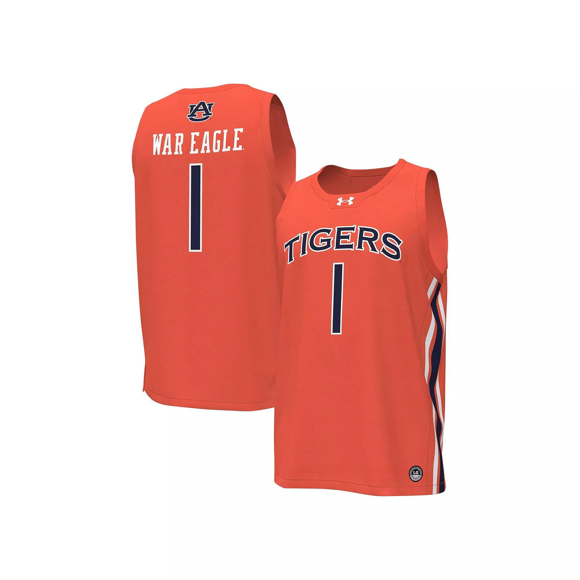 Men's Under Armour #1 Orange Auburn Tigers Replica Basketball Jersey, Size: 2XL Product Image