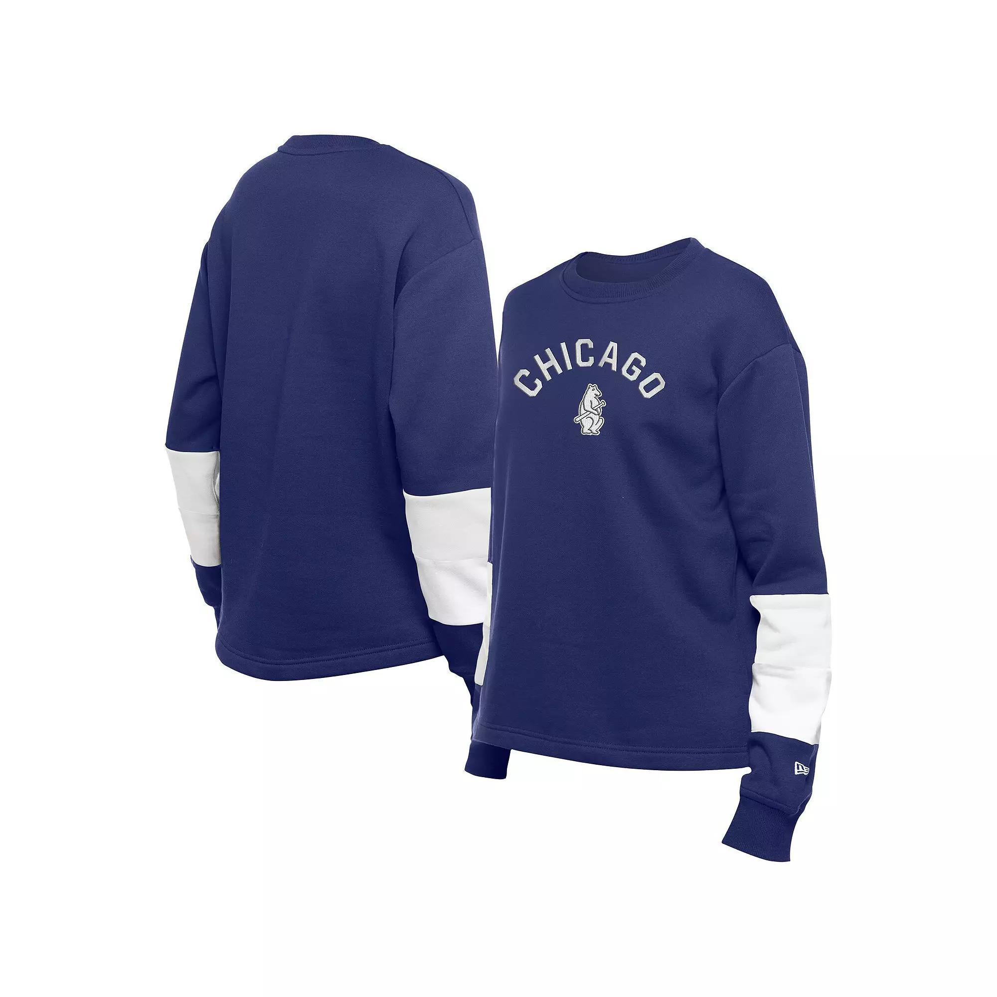 Women's New Era  Navy Chicago Cubs Game Day Color Pullover Sweatshirt, Size: XS, Blue Product Image