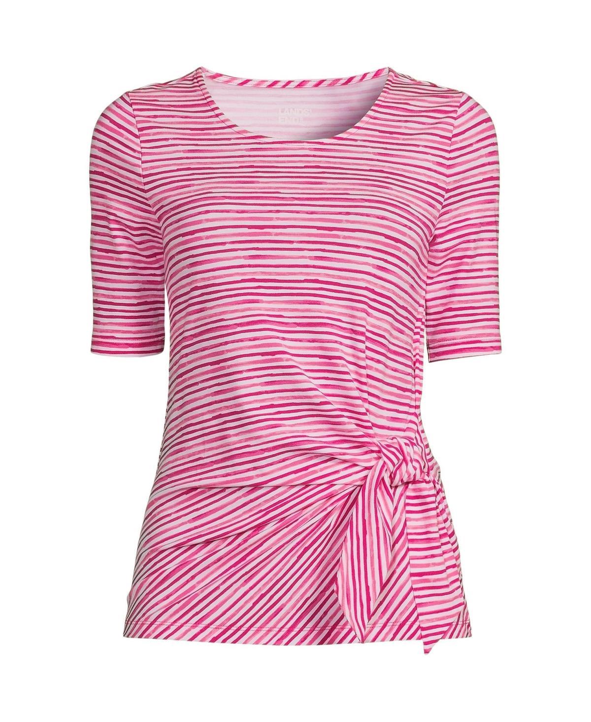 Women's Plus Size Lands' End Lightweight Jersey Tie Front Top, Size: 3XL, Black Product Image