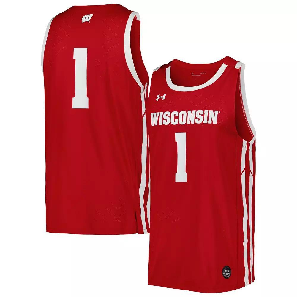 Men's Under Armour Red Wisconsin Badgers Replica Basketball Jersey, Size: XL Product Image