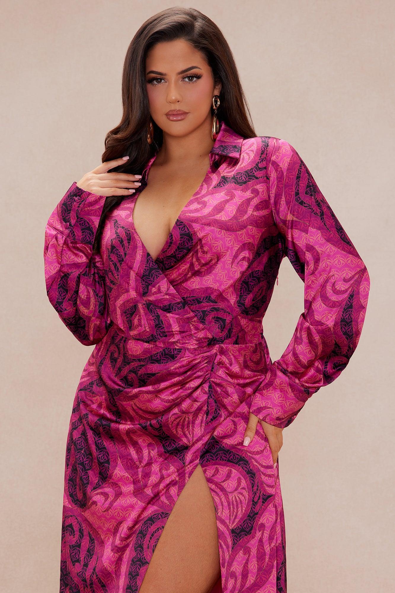 Resort Satin Maxi Dress - Pink/combo Product Image